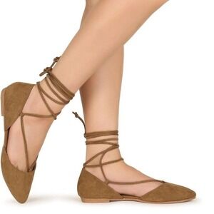 Nine‎ West lace up nude flats size 7